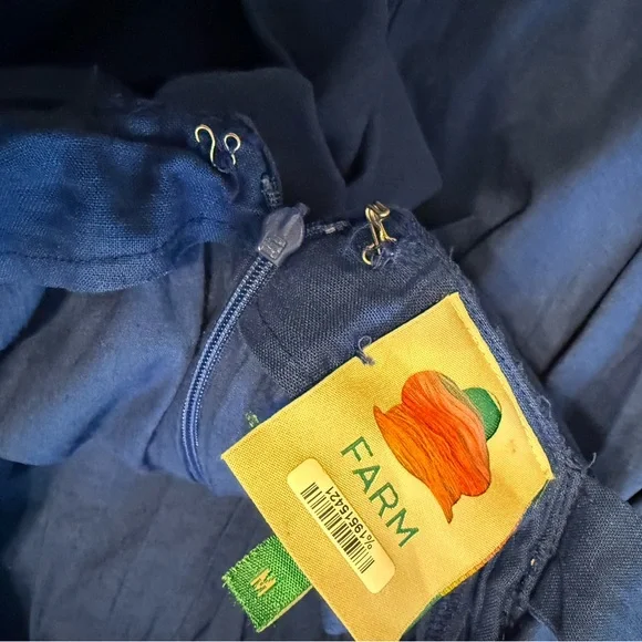 FARM Rio Macaw Sundress Medium Blue & White Embroidered Tropical Dress - Picture 11 of 12